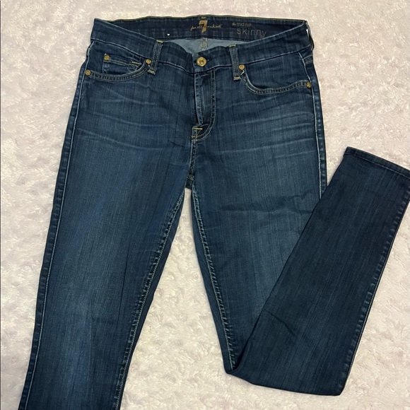 7 For All Mankind Dark Wash Skinny Jeans - Picture 3 of 6